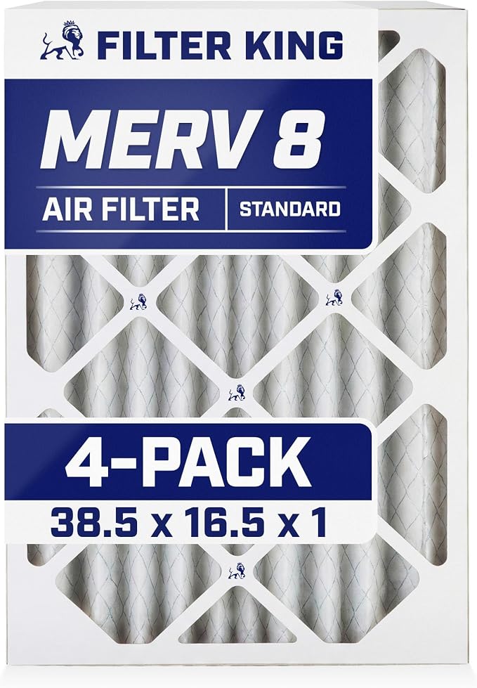 Filter King 38.5x16.5x1 Air Filter | 4-PACK | MERV 8 HVAC Pleated A/C Furnace by FilterKing
