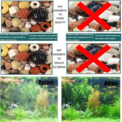 Hamiledyi Aquarium Filter Media 12 in 1 Bio Balls Ceramic Rings Fish Tank Pond - Image 4