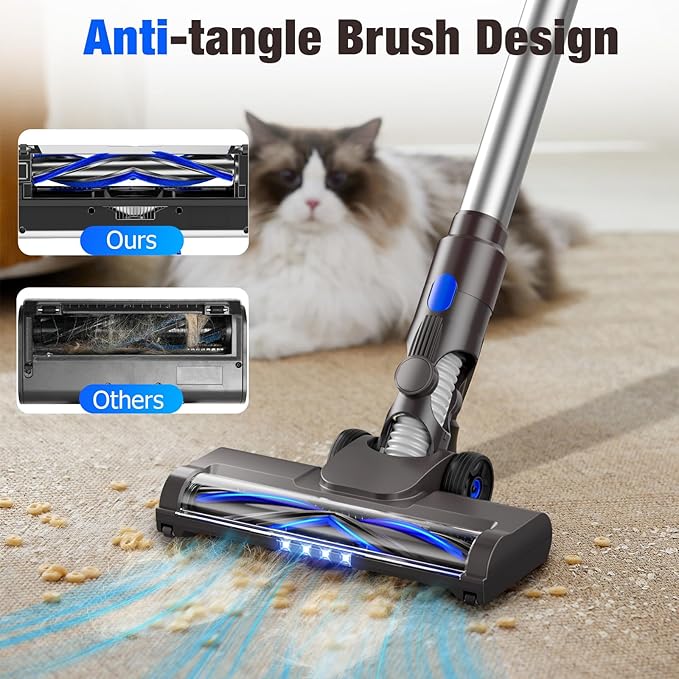 AIRDIYA Cordless Vacuum Cleaner, Upgraded 40Kpa Stick Vacuum Cleaners for Home, 8 in 1 Lightweight with Self-Standing, 1.5L Dust Cup & Anti-tangle, Rechargeable Vacuum for Hard Floors Carpets Pet Hair