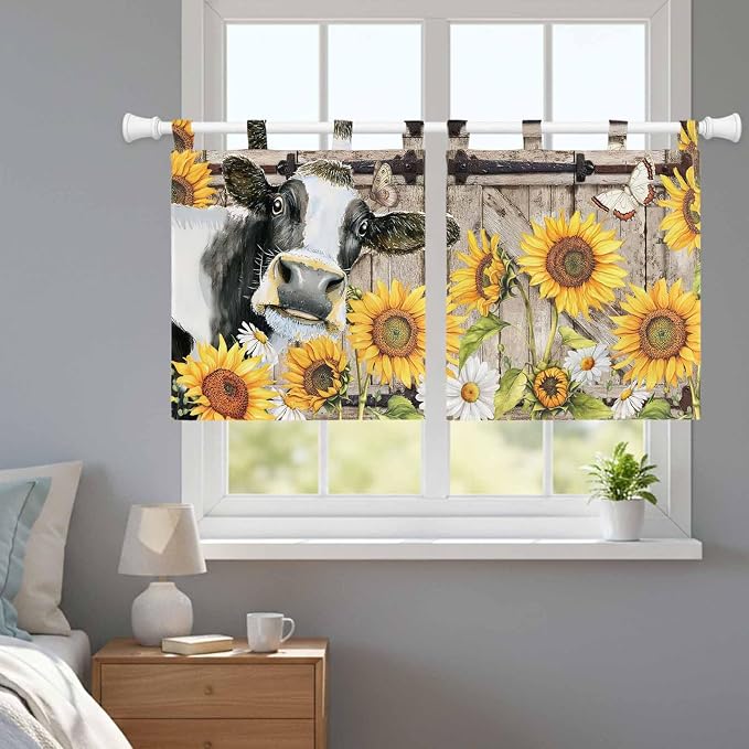 Retro Farmhouse Flower Kitchen Curtains 36 Inch Length, Small Window Curtains - Image 9