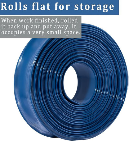 Pool Backwash Hose 2 inch × 25 ft Thicken Blue Water Discharge Pipe Lay Flat - Image 6