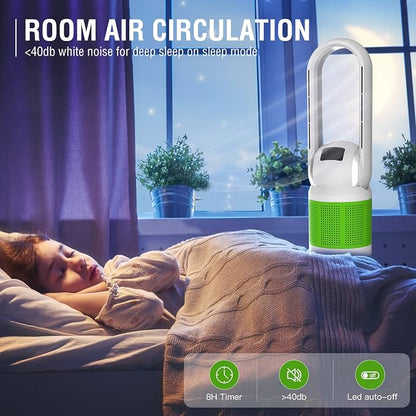 Bladeless Tower Fan and Air Purifier in One 32-Inch, HEPA-filter, Oscillating - Image 5