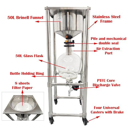 50L Glass Vacuum Filter, Lab Vacuum Suction Filter Device, Brinell Funnel/High - Image 2