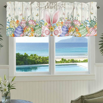 Happy Easter Curtain Valances for Windows, Kitchen Valance Window Treatment - Image 3