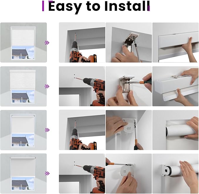 Astomi Motorized Roller Shades for Windows, Blackout Automatic Blinds with Remote, Smart Blinds, Voice Control, Compatible with Alexa, Google, Custom Size (Woven Brown)