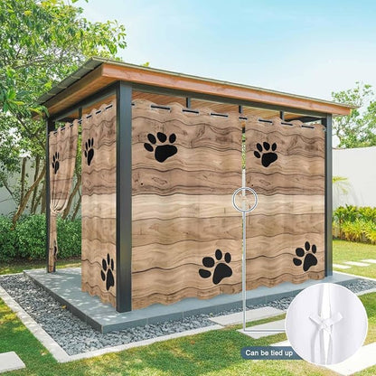 Wood Grain Outdoor Curtains for Patio Claws Animals Wooden Brown Waterproof - Image 7