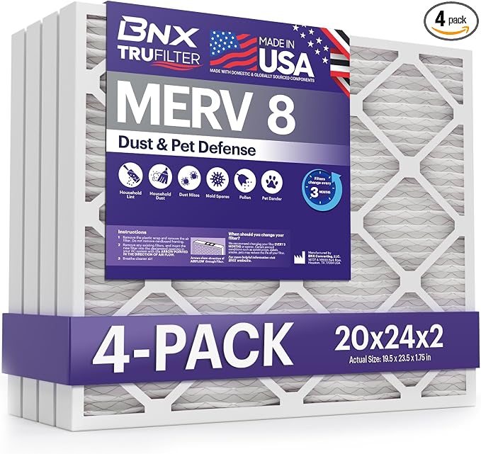 BNX TruFilter 20x24x2 Air Filter MERV 8 by BNX