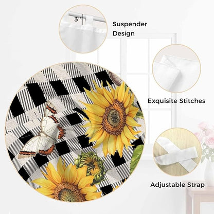 Sunflowers Kitchen Curtains 36 Inch Length, Small Window Curtains Tab Top - Image 6