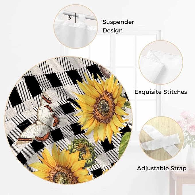 Sunflowers Bedroom Curtains 63 Inch Length, Window Curtains Tab Top - Image 6