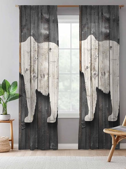 Sheer Curtains 108 Inches Long, Vintage White Brown Bear Semi Sheer Curtains - Image 5