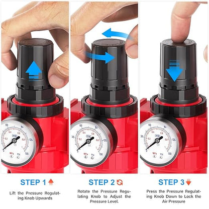 TAILONZ PNEUMATIC 0-150PSI 1/2 Inch NPT Red Industrial Grade 5 Stage Air Drying - Image 8