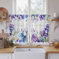 Spring Flowers Kitchen Curtains, Watercolor Garden Florals Wooden Grain Light by Unknown