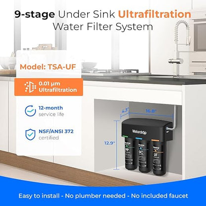 Waterdrop WD-TSA-UF 0.01 μm Ultra Filtration Under Sink Water Filter, Under - Image 2
