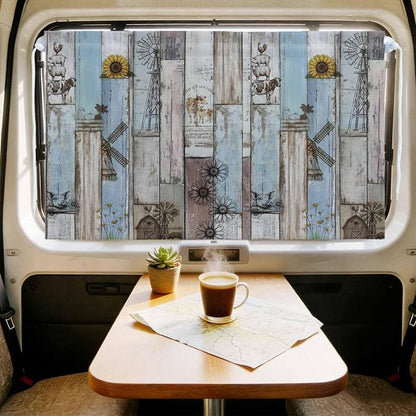 Blue Grey Wooden Magnetic Double Layer Car Window Shades, Side Window Curtains - Image 9