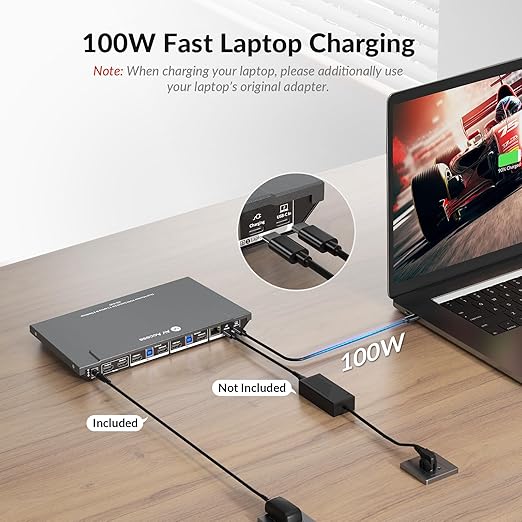 AV Access Docking Station KVM Switch 1 Laptop & 2 Desktop PCs, Dual 4K@60Hz Monitors, EDID Emulation, 100W USB-C Charging, Gigabit Ethernet,High Refresh Rates,Ideal for Gaming, Office & Creative Work