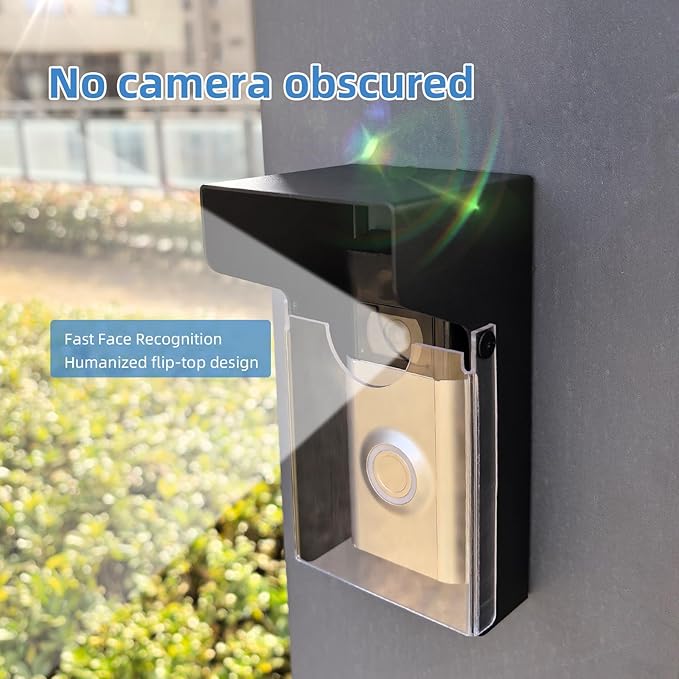Flip Video Metal Doorbell Rain Cover Sun Shield Hood Plate, Weather Protection Cover Compatible for most doorbells