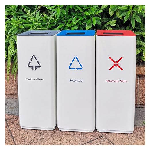 GLigeT Outdoor Trash can White Combined Trash Can Large-Capacity Square Sorting by Unknown