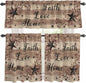 Kitchen Curtains Tiers and Valance Set of 3, Farmhouse Star Brown Light by Anzona