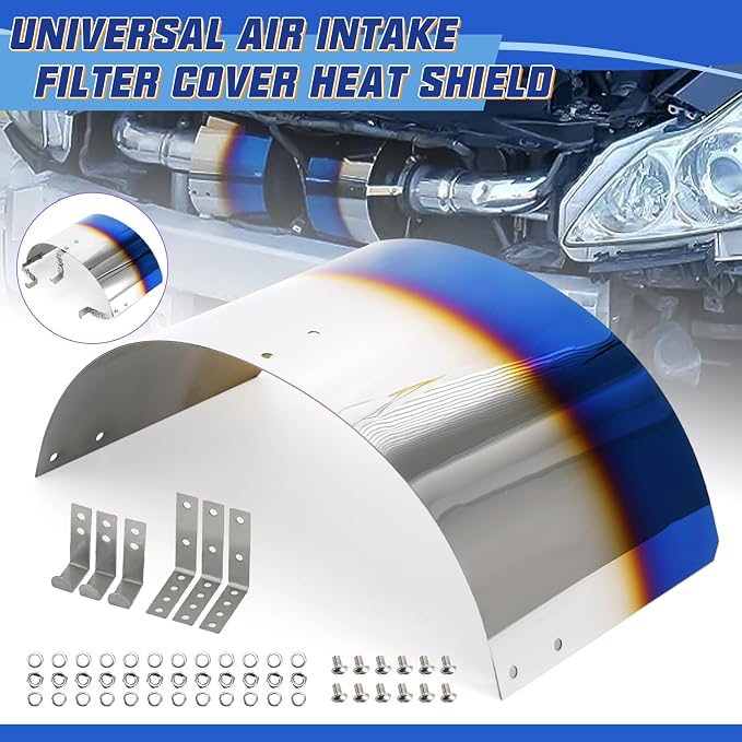 PTNHZ Universal Stainless Steel Air Intake Filter Cover Heat Shield Fits - Image 2