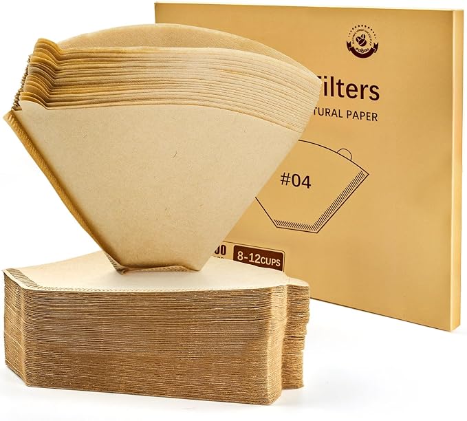 100 Count #4 Cone Coffee Filters 8-12 Cup, Unbleached Natural Paper, Disposable by Boesma