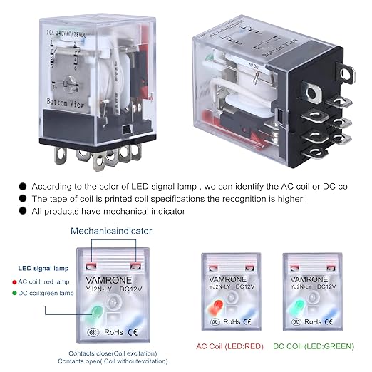Electromagnetic Power Relay, 8-Pin 10 AMP 12V DC Relay Coil - Image 6