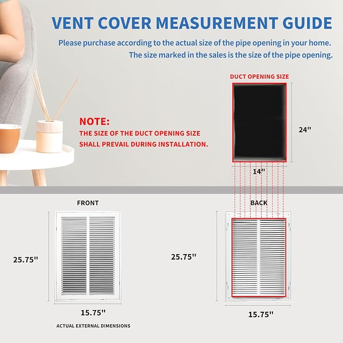 14 x 24 Return Air Grille, Return Air Vent Cover - Image 4