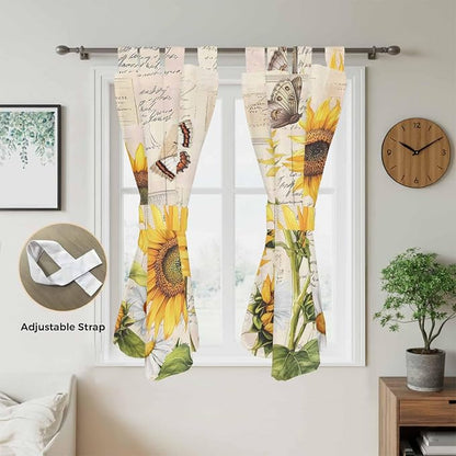Yellow Sunflowers Bedroom Curtains 72 Inch Length, Window Curtains Tab Top - Image 5