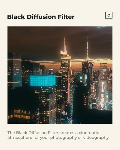 K&F CONCEPT 43mm Black Diffusion 1/4 Filter Mist Cinematic Effect Filter - Image 4