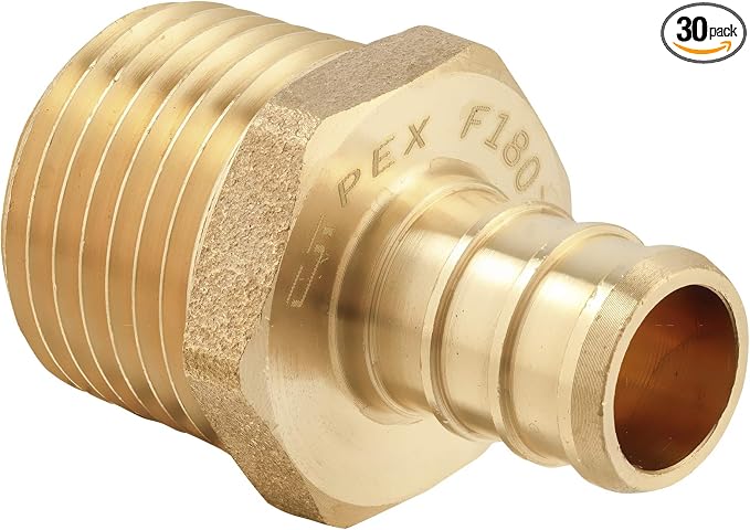 30 PCS EFIELD Pex Barb Crimp Brass Fittings 1/2 inch x 1/2 inch NPT Male Adapter by EFIELDPEXTUBING