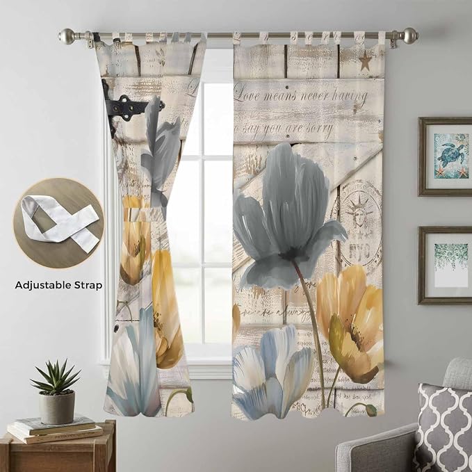 Spring Tulips Flower Living Room Curtains 84 Inch Length, Window Curtains Tab - Image 5