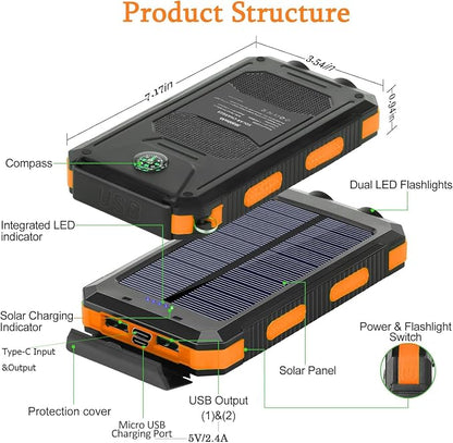 Solar Charger, 38800mAh Portable Type-C Solar Power Bank - Image 6