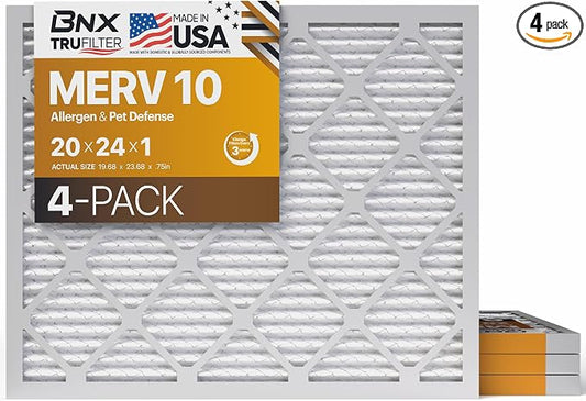 BNX TruFilter 20x24x1 MERV 10 AC Furnace Air Filter by BNX