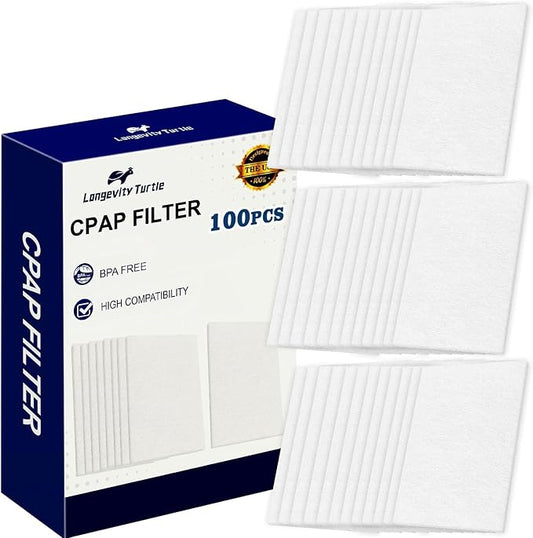 100 Packs Universal CPAP Filters Compatible by Longevity+Turtle