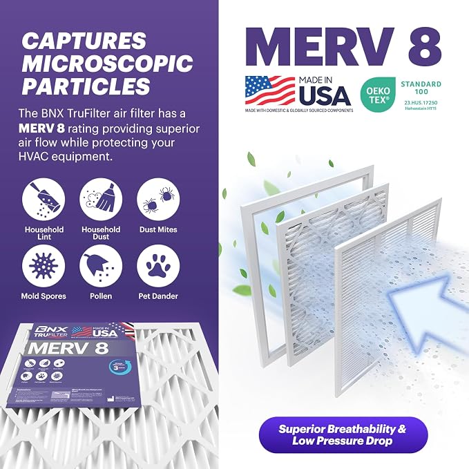BNX TruFilter 20x30x1 Air Filter MERV 8 - Image 3