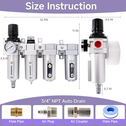 3/4" NPT Industrial Air Dryer for Compressor, 4 Stage Air Drying System - Image 5