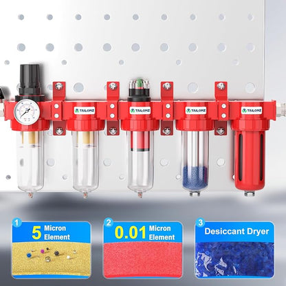 TAILONZ PNEUMATIC 0-150PSI 1/4 Inch NPT Red Industrial Grade 5 Stage Air Drying - Image 4
