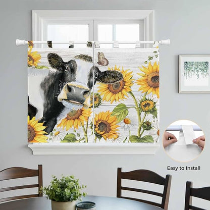 Retro Farmhouse Floral Kitchen Curtains 45 Inch Length, Short Cafe Window - Image 4