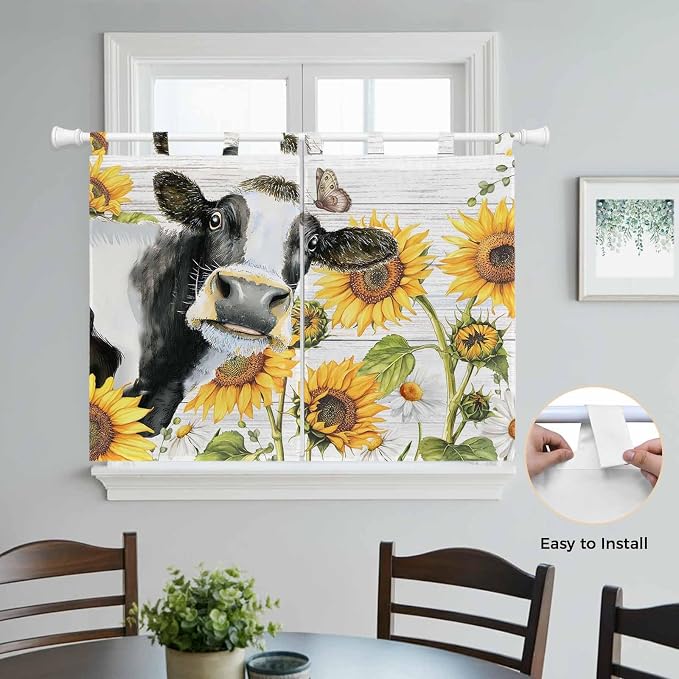 Retro Farmhouse Floral Bedroom Curtains 63 Inch Length, Window Curtains Tab Top - Image 4