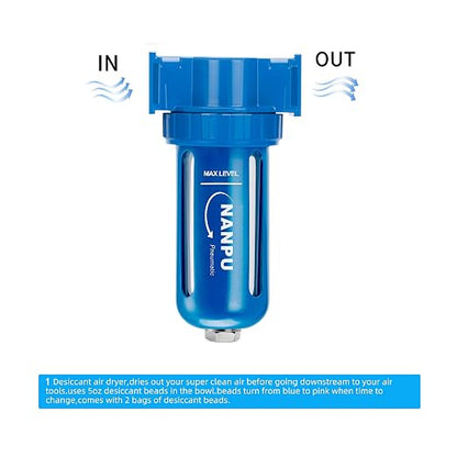 NANPU Zinc Alloy Desiccant Dryer, Compressed Air in Line Filter, Moisture Water - Image 2