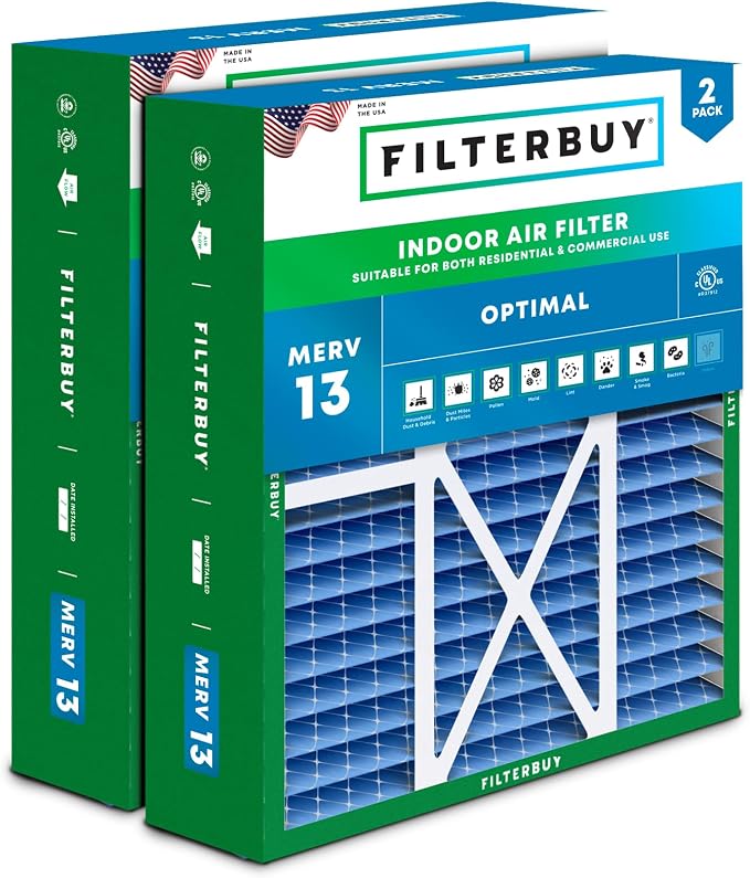 Filterbuy 22x24x5 Air Filter MERV 13 Optimal Smoke & Allergy Defense, by Filterbuy