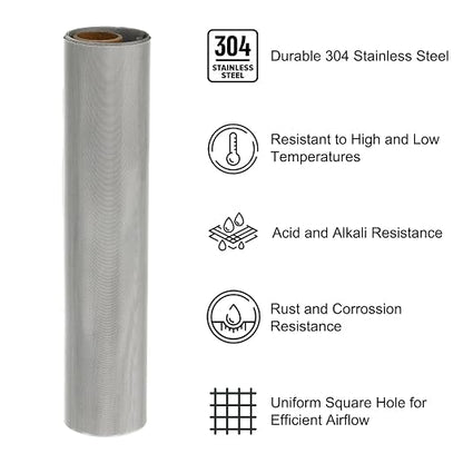 PATIKIL 40" L x 16" W Woven Wire Mesh, 100 Mesh 304 Stainless Steel Air Vent - Image 3
