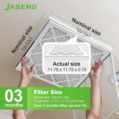 12x12x1 AC Furnace Air Filters, MERV 8 Dust Defense, JASENG MPR 600 Pleated - Image 3
