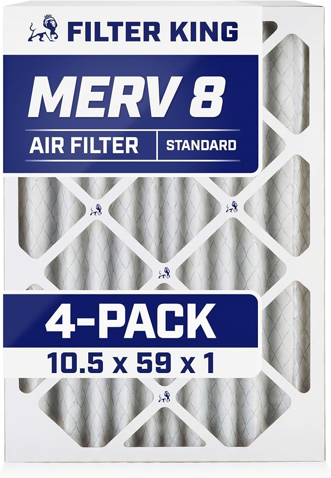 Filter King 10.5x59x1 Air Filter | 4-PACK | MERV 8 HVAC Pleated A/C Furnace by FilterKing