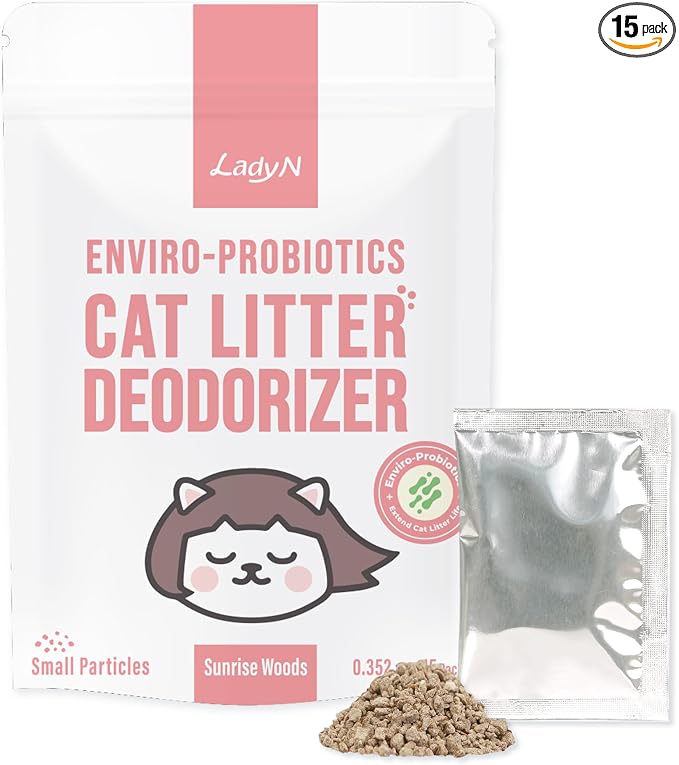 Lady N Fresh Woody Scent Cat Litter Deodorizer, Litter Box Odor Control Powder by LadyN