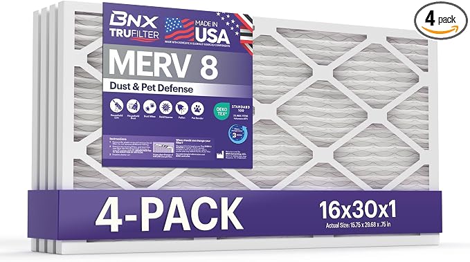 BNX TruFilter 16x30x1 Air Filter MERV 8 by BNX