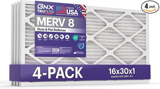 BNX TruFilter 16x30x1 Air Filter MERV 8 by BNX