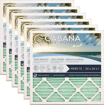 Cabana Filters 6-Pack 24x24x1 MERV 13 AC Furnace Air Filter by CabanaAirFilters