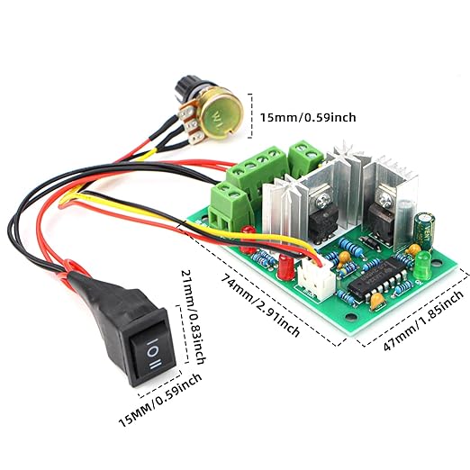 RioRand Upgraded Adjustable DC Motor Speed PWM Controller 10V 12V 24V 30V Reversing Switch 120W