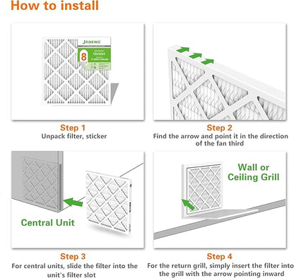 12x12x1 AC Furnace Air Filters, MERV 8 Dust Defense, JASENG MPR 600 Pleated - Image 6