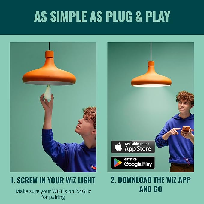 WiZ Connected 60W ST19 Tunable White Filament LED Smart Light Bulbs - Connects to Your Wi-Fi - E26 Smart Bulb - Control with Voice or App + Activate with Motion - Matter Compatible - 1 Pack